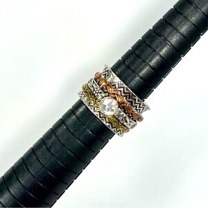 SPINNER! Vintage 925 White Topaz Spinner Ring size 6.5